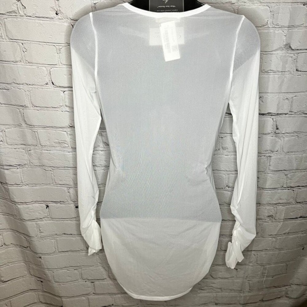 NFL All Sport Couture White Sheer Mesh Long Sleeve Top Adjustable NWT - Picture 3 of 4